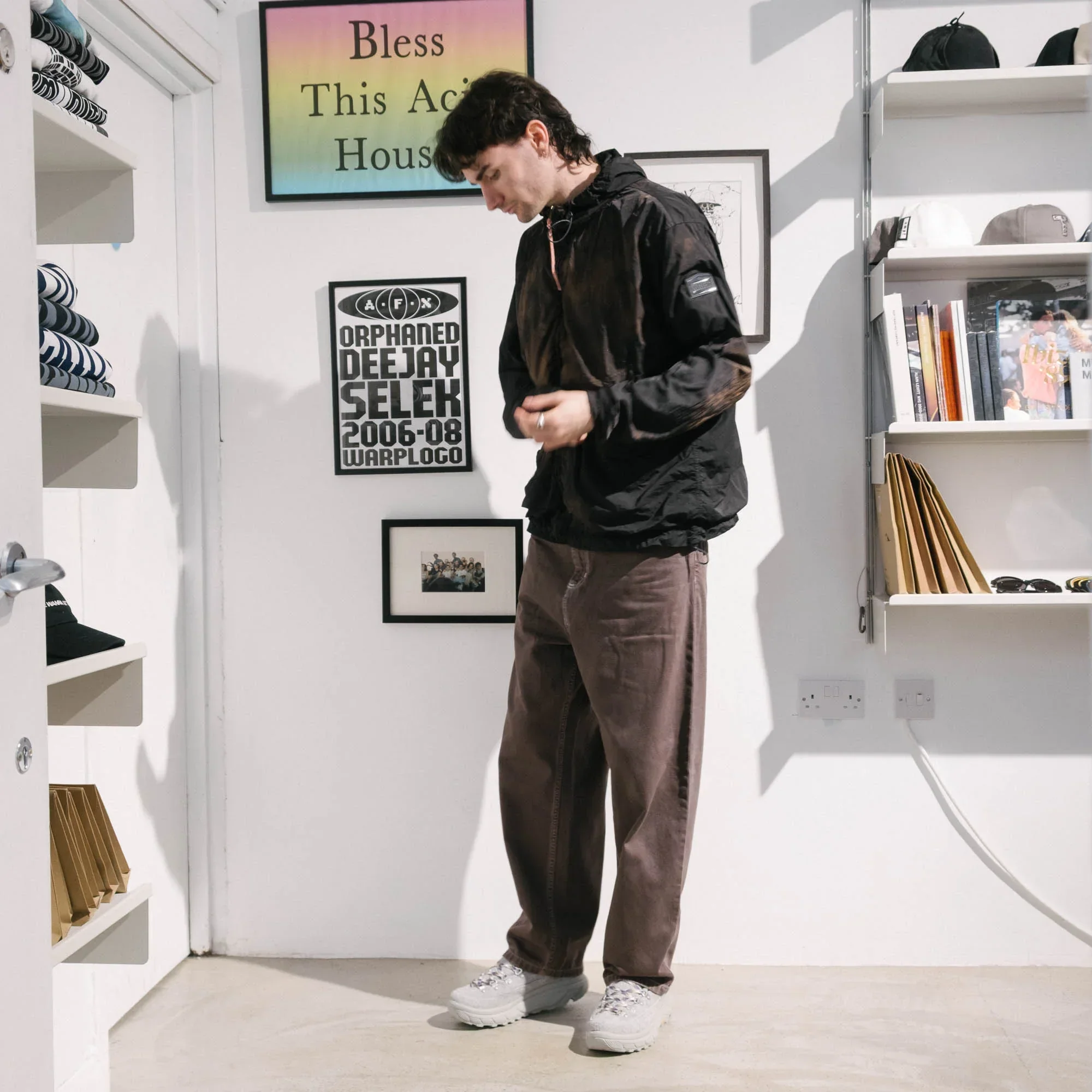 Aries Rag Dye Hooded Windcheater Jacket - Brown - Image 3