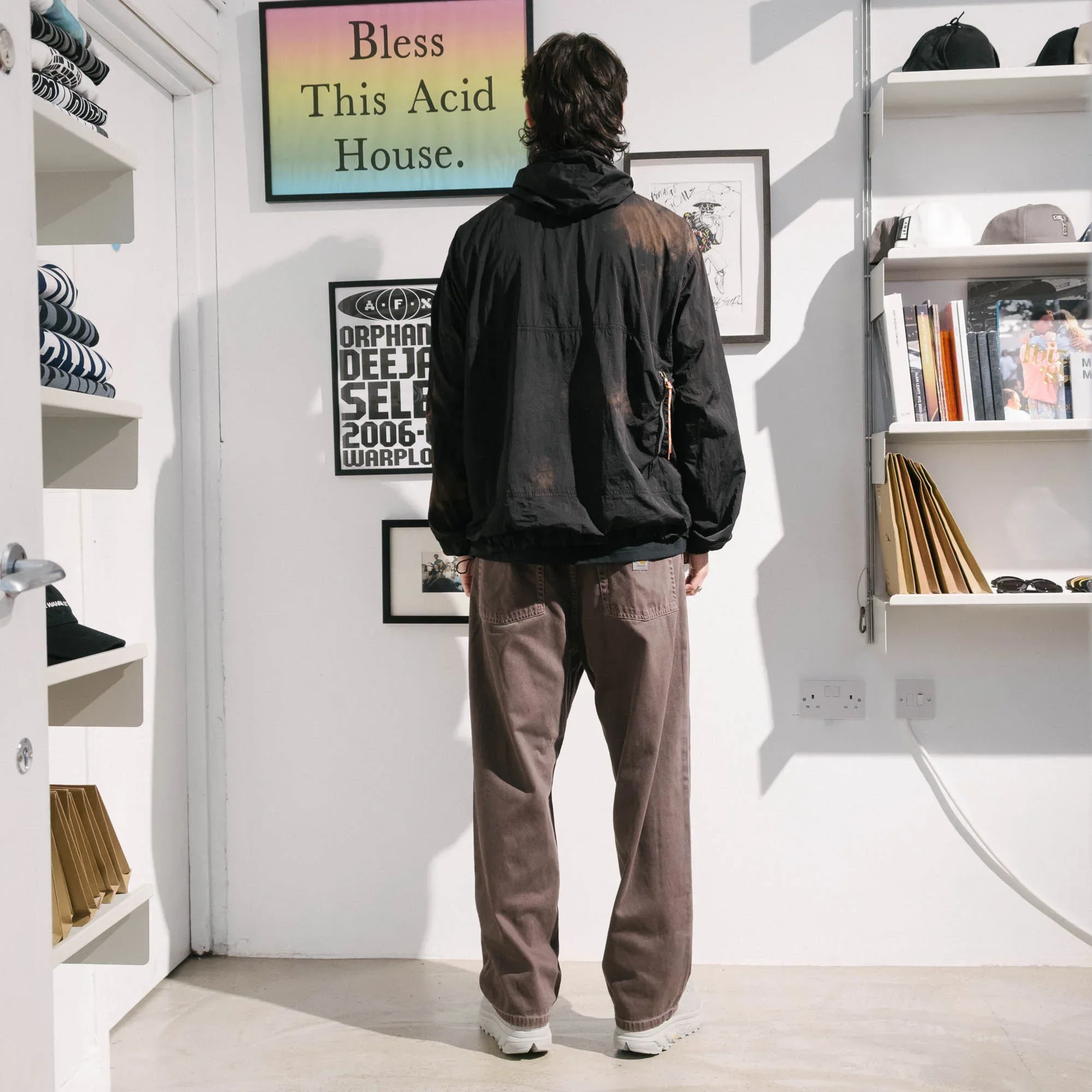 Aries Rag Dye Hooded Windcheater Jacket - Brown - Image 5