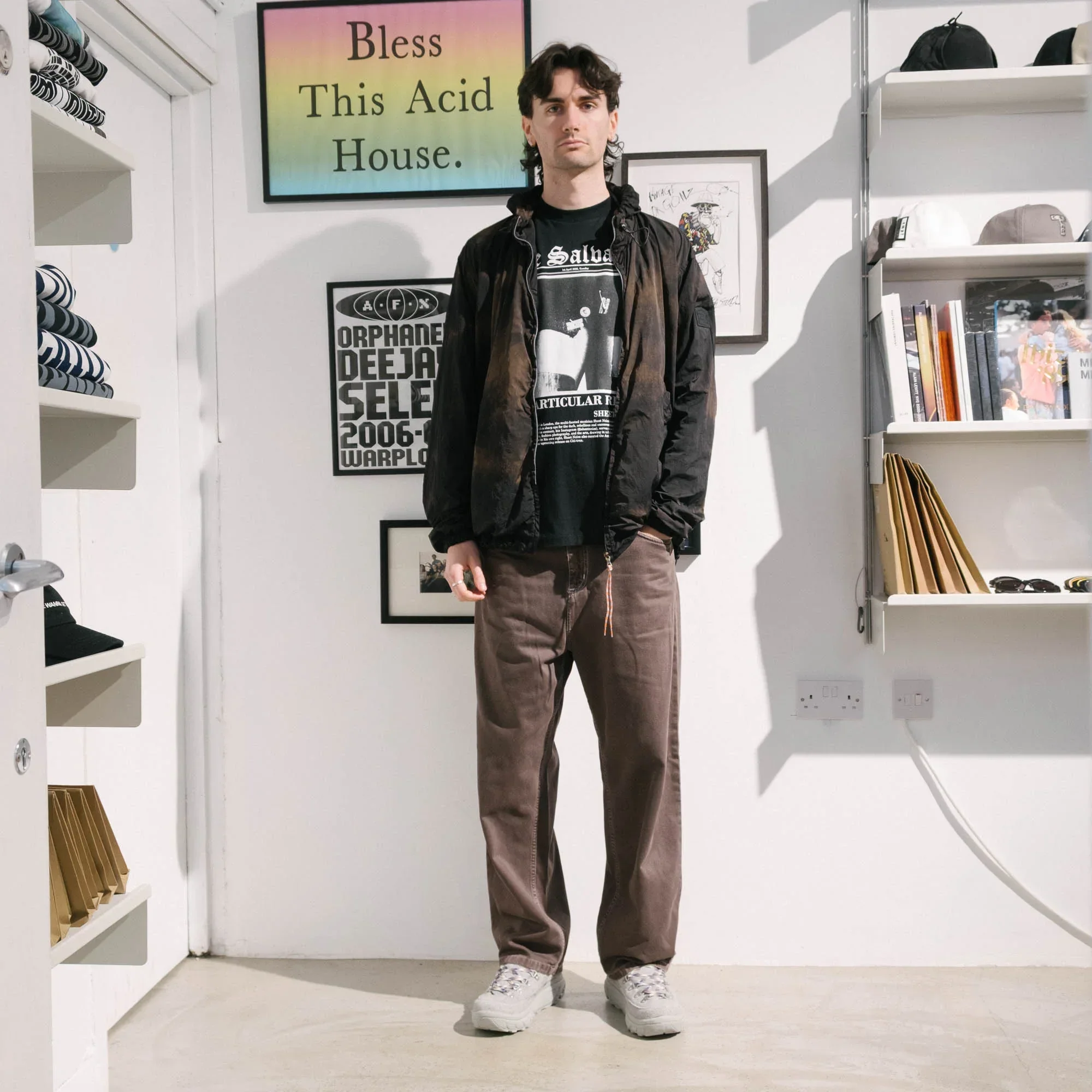 Aries Rag Dye Hooded Windcheater Jacket - Brown - Image 7