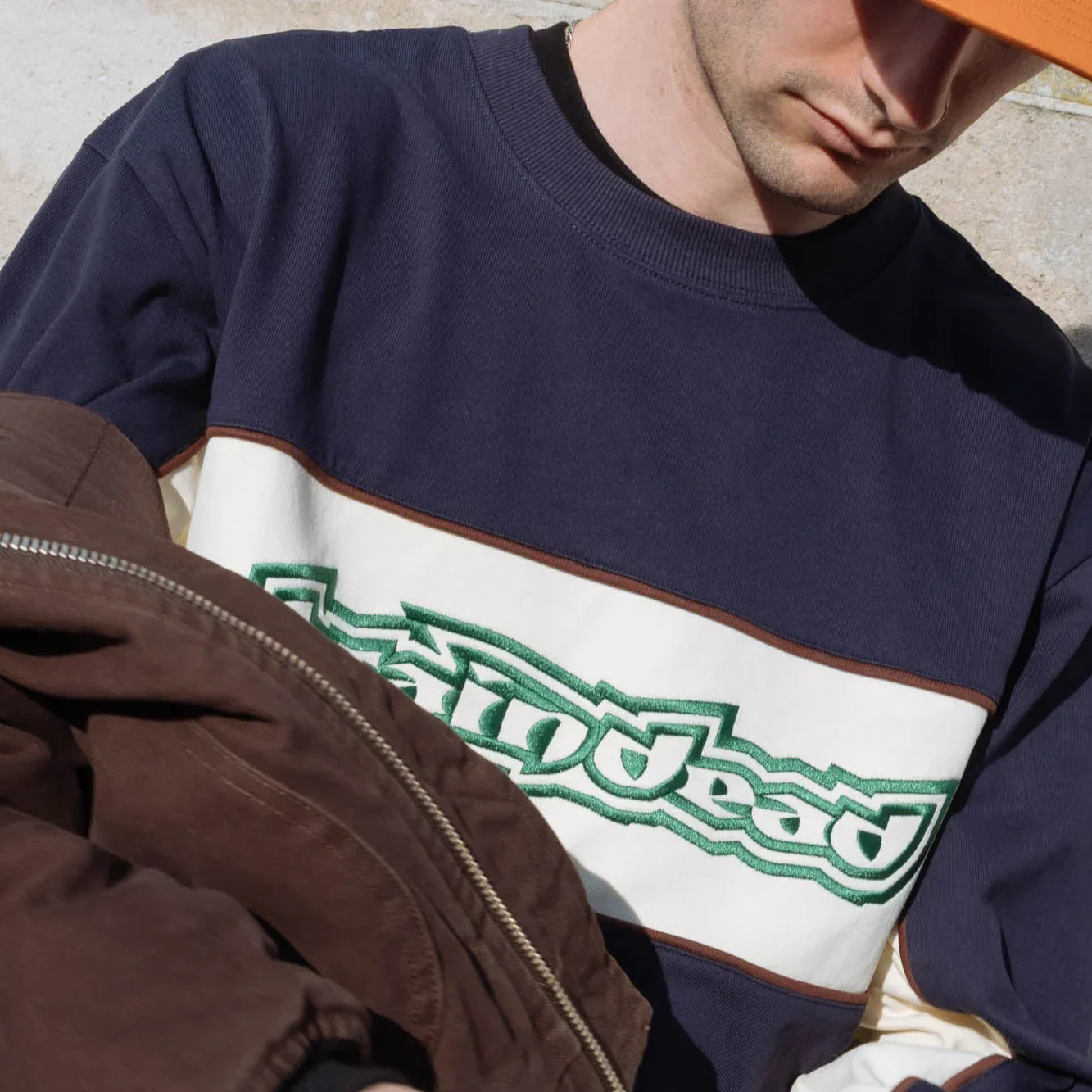 Brain Dead Heavyweight Panelled Long Sleeve Shirt - Navy - Image 3