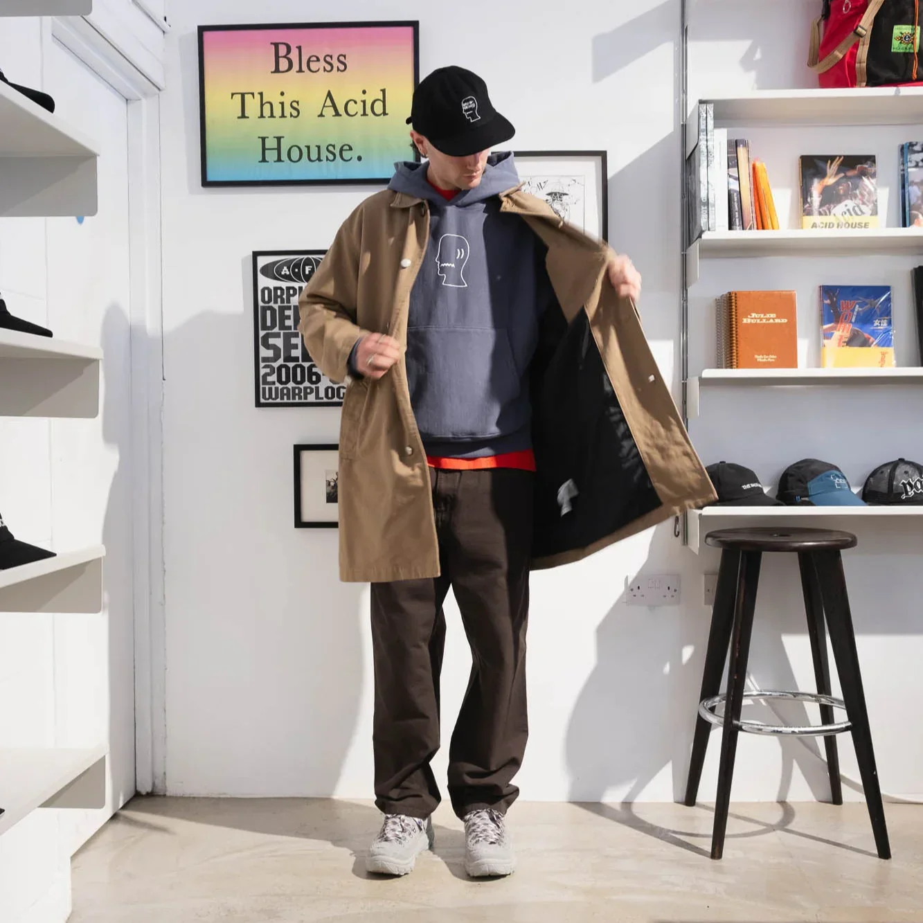 Brain Dead Logo Head Hoodie - Slate - Image 3