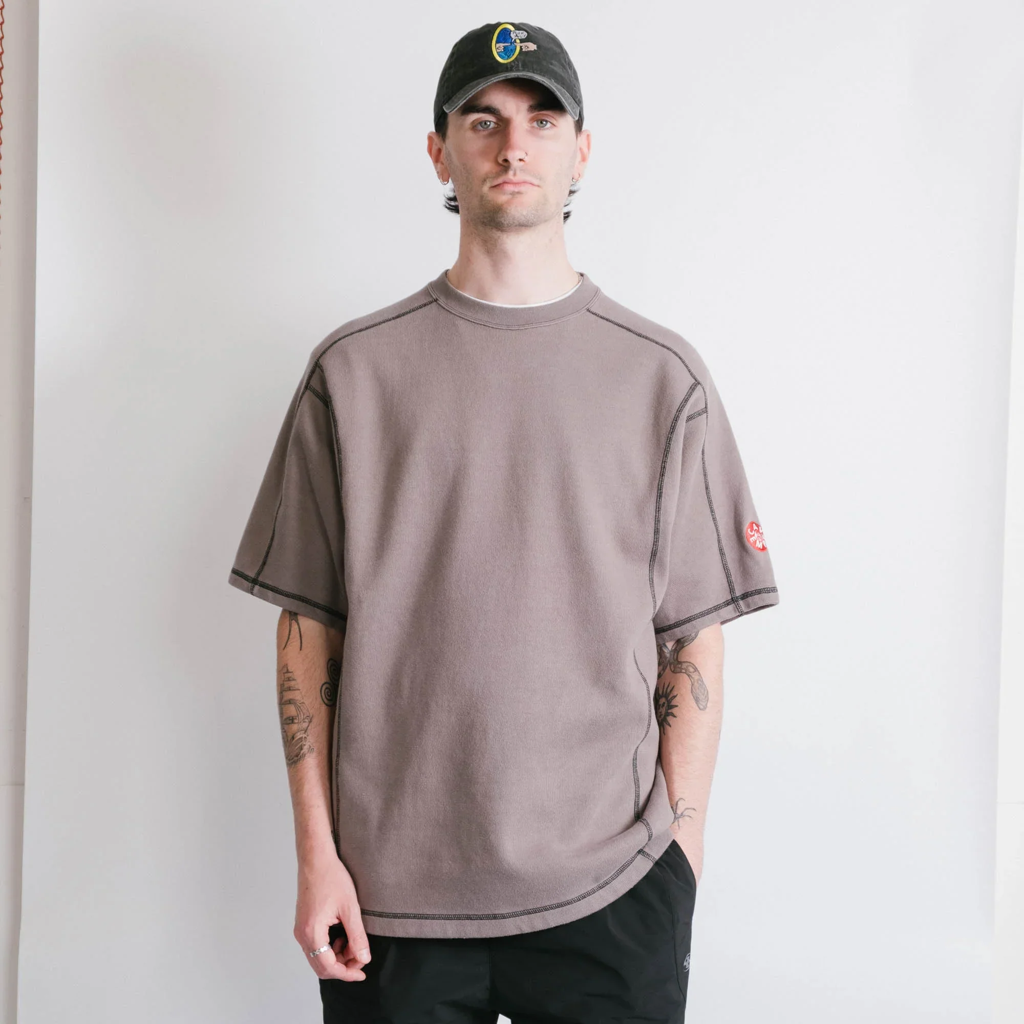 Cav Empt DBL Knit Short Sleeve T-Shirt - Charcoal - Image 4