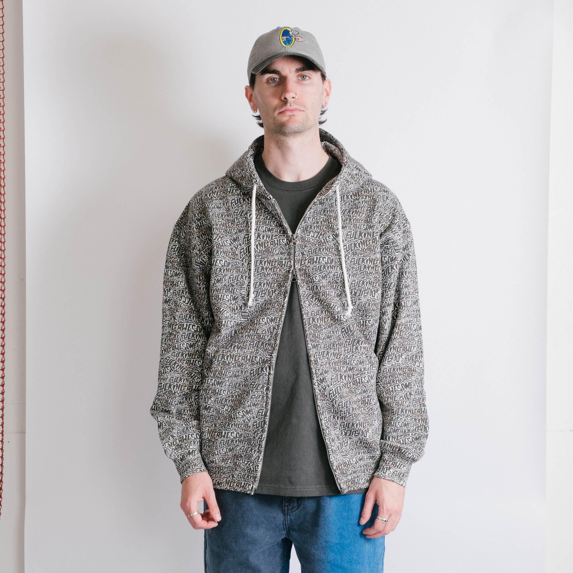 Fucking Awesome Burnt Sticker Stamp Zipped Hoodie - All Over Print - Image 3