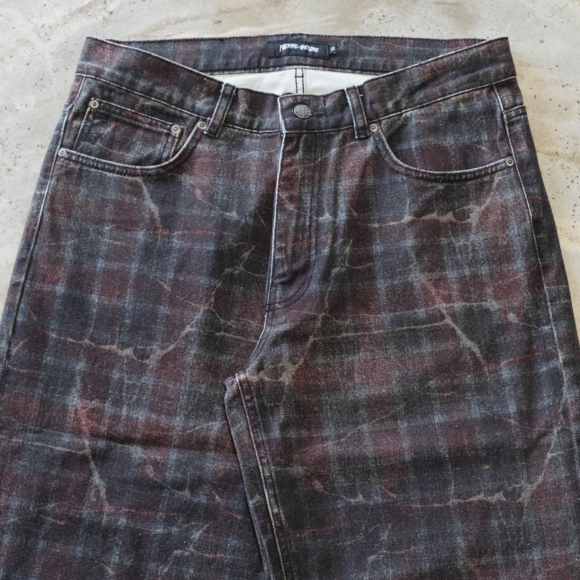 Fucking Awesome Distressed Plaid Fecke Denim Jean - Plaid - Image 4