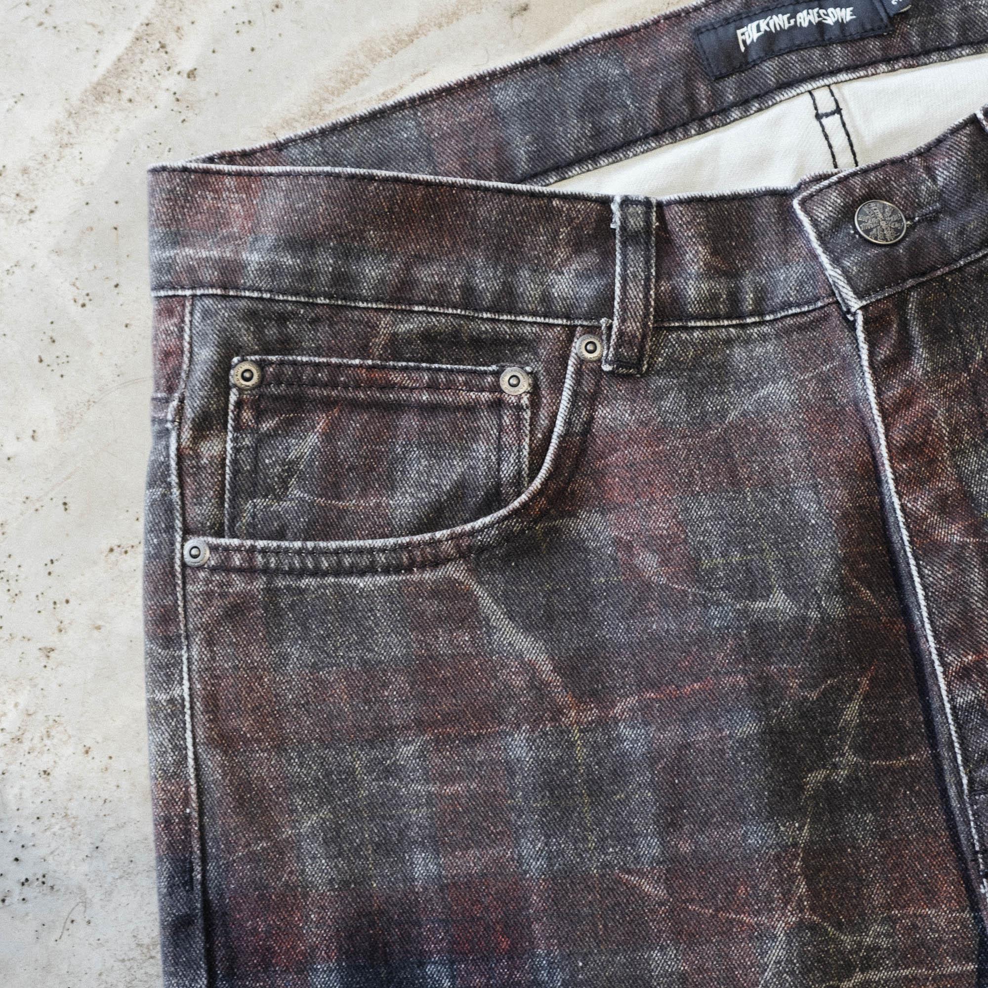 Fucking Awesome Distressed Plaid Fecke Denim Jean - Plaid - Image 5